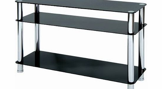 Levv Glass Console Table with Chrome Legs, Black