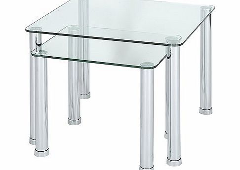 Levv  Milano Clear glass and chrome nest of tables