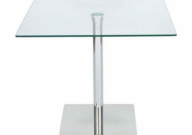 Square Dining Table, Clear Glass & Stainless Steel FREE DELIVERY