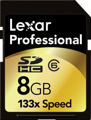 lexar Secure Digital High Capacity (SDHC) Memory Card - 8GB - Professional 133x Speed