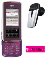 LG KF600 Purple   Free Bluetooth Headset T-Mobile Pay as you Go Talk and Text