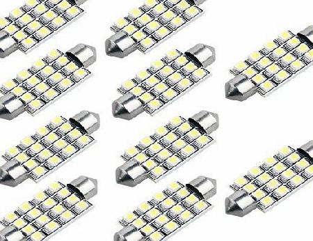 10 42mm 16 SMD LED White Car Dome Festoon Interior Light Bulb