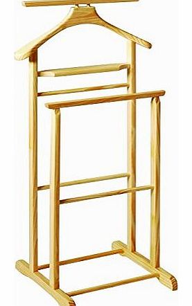 LHS Butlers Solid Wood Clothes Stand / Valet Rack / Coat Hanging Rail (Natural Colour)