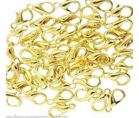 50 Gold Plated Lobster Clasps Jewellery Findings 10mm