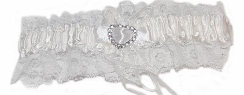 White Lace Heart Detail Wedding Garter