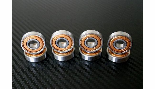 Super Fast Gold ABEC 11 Inline Skate Wheel Bearings - 8 Pack