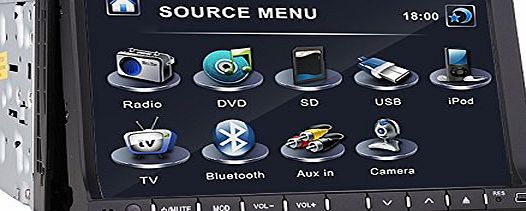 � In Dash Head Unit Double Din HD 7-inch 2 Din TFT Screen In-Dash Car DVD Player With iPod-Input,Bluetooth,RDS,TV