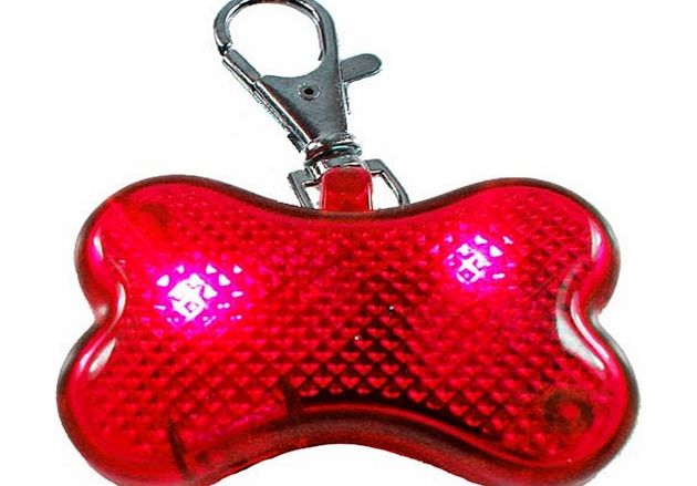 lights for all occasions Safety Flashing LED Dog Bone Light, Clip On Collar RED