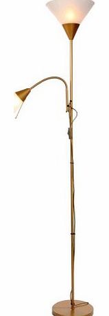 Lights Linen Mother and Child Floor Lamp Gold White 180cm Tall