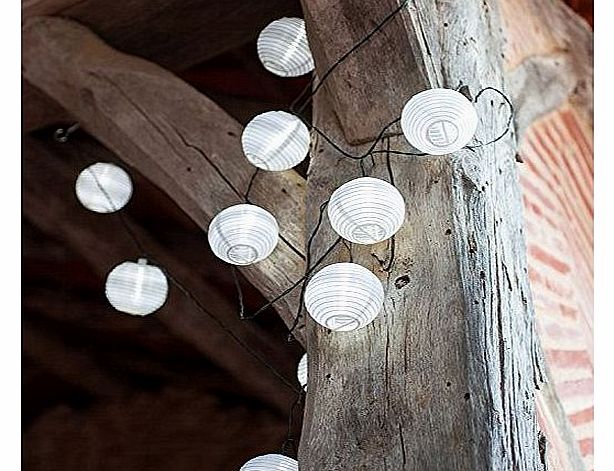 10 White LED Solar Chinese Lantern Fairy Lights by Lights4fun