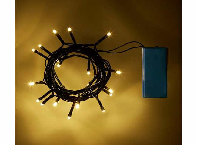 Lights4fun 2 x Set Deal of Battery Operated Fairy Lights 20 LED Warm White on Green Cable by Lights4fun
