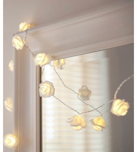 20 LED Battery Operated White Rose Flower Fairy Lights by Lights4fun