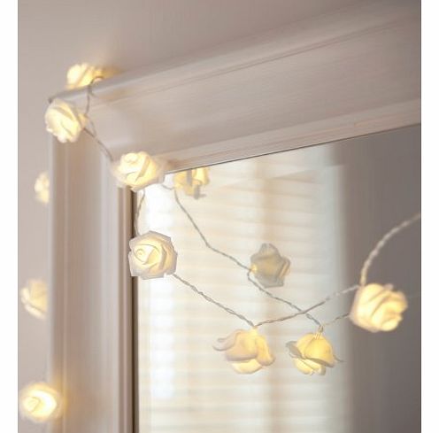 Lights4fun 30 LED White Rose Flower Indoor Fairy Lights by Lights4fun