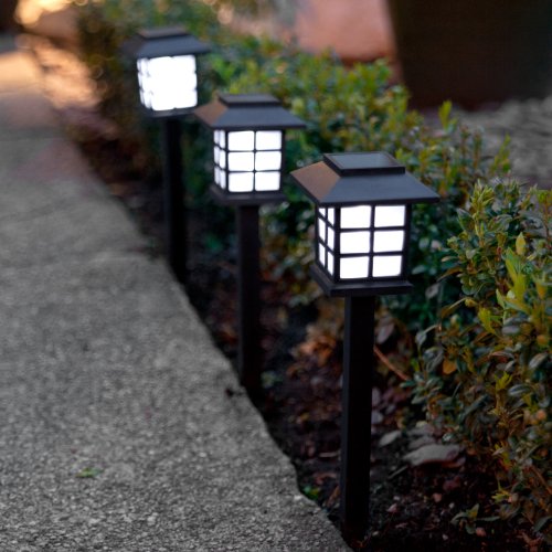 Lights4fun Set of 6 White LED Solar Lantern Garden Stake Lights by Lights4fun