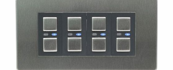 LightwaveRF Connected Light Switch, Quad Dimmer Wireless - iOS, iPhone and Android Smart Home Automation Control- Stainless Steel