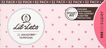 Lil-lets, 2041[^]10001975 Non-Applicator Tampons Super 32 Pack
