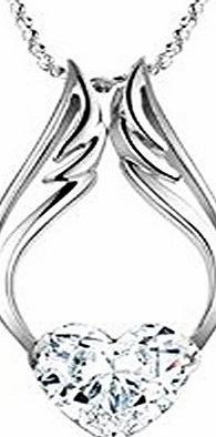 Lily Jewelry Lily Jewellery 2014 Platinum Plated 925 Sterling Silver Chain Love Necklace Heart Shape Angel Wings Pendant Made with Swarovski Elements Rhinestone Crystal Necklace 595