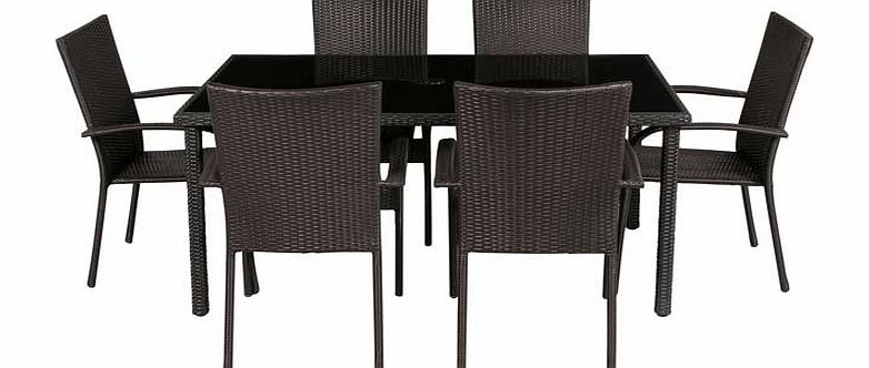 Lima 6 Seater Patio Furniture Dining Set - Black