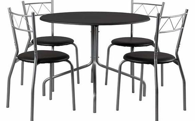 Lima Bistro Black Dining Table and 4 Black Chairs
