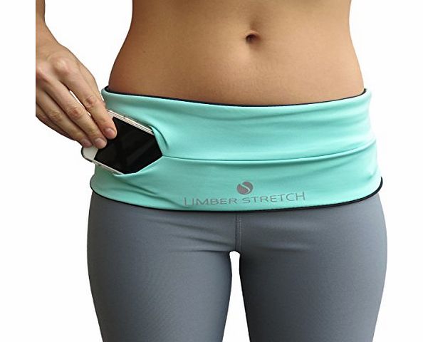 Limber Stretch Hip Hug Spandex Lycra Waist Pack for Traveling, Running, Walking, Cycling, Sports, Hiking, Yoga amp; More! Keep your Personal Items, Hydration Packs amp; all smart phone sizes including iPhone 6 plu