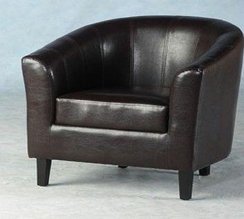 LIME SHOP Genuine Real Italian Faux Leather Tub Chair/ Brown/ New