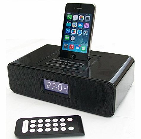 Limit Docking Station Speaker Alarm Clock FM Radio With Remote For Apple iPod iPhone 4 4S 5 5S 5C
