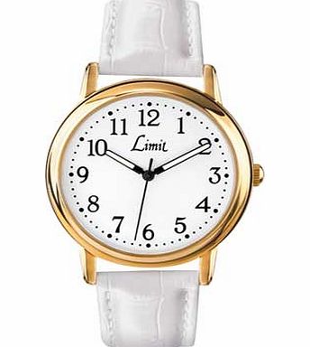 Limit Ladies Quartz Gold Plated White Strap Watch