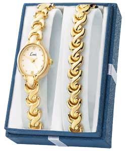 Womens Gold Plated Bracelet and Watch