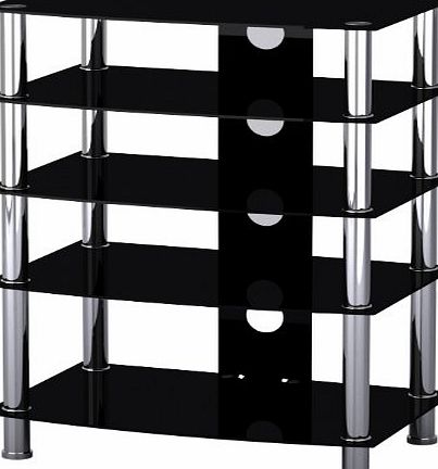 Limitless Base Black Glass amp; Stainless Steel TV Media Entertainment Unit HiFi or TV Stand 42``