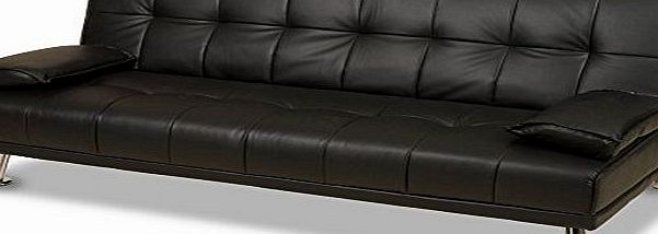 Limitless Base Venice Faux Leather Sofa Suite Sette Sofabed with Chrome Feet (Black)