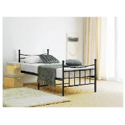 Lincoln single bed frame, black, with mattress