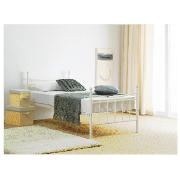 Lincoln single bed frame, cream, with mattress