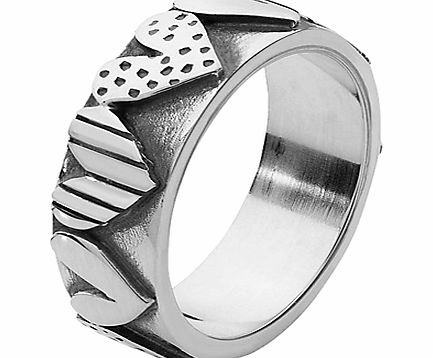 Linda Macdonald Stripe Spot Heart Ring, Silver, N