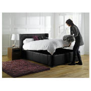 Linden Double Leather Storage Bed, Black And