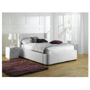 Double Leather Storage Bed, White And