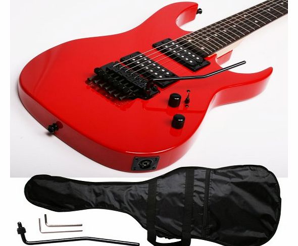 Lindo Guitars Lindo LDG-7 Red Gloss 7 String Electric Guitar with Double Locking Tremelo Bridge 