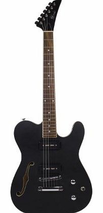 Lindo Matte Black Dark Defender Semi-Acoustic/Hollow Body Electric Guitar with Free Carry Case/Lead