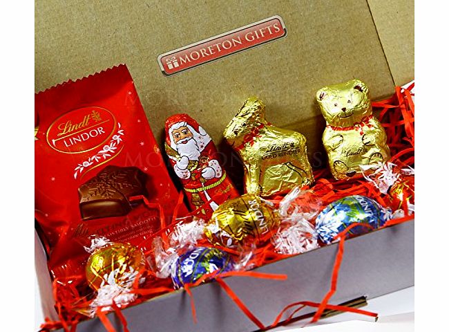 The Lindt Christmas Treat Box- Santa, Reindeer, Gold Bear, Melting Moment and Truffles - Stocking Filler, Gift - By Moreton Gifts