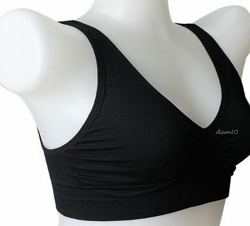 Comfort Stretch Pull Sports Style Bra Style Soft Stretch Cup - 10 Colours To Choose From - All Sizes 6-20(Black XXL Size 18)