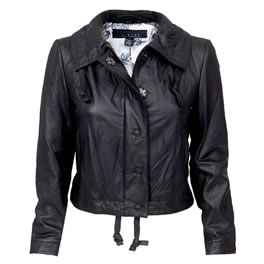 Line Black Brecht Mock Style Leather Jacket
