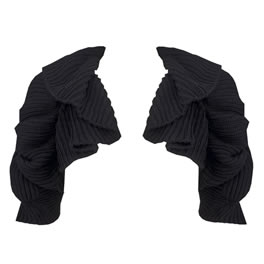 Line Knitwear Short Sleeve Black Luxe Ruffle