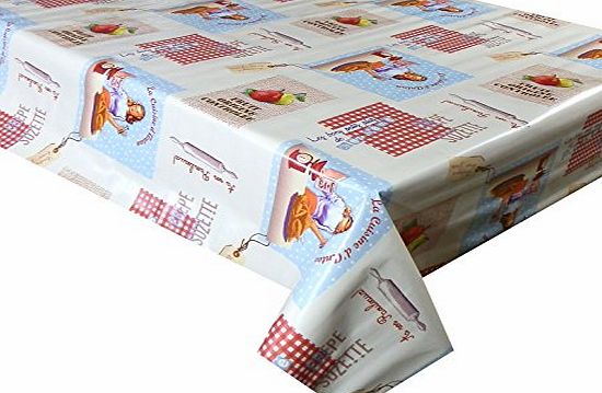 linen702 150 CM X 137CM (1.5 METRES) TABLE CLOTH FRENCH RETRO KITCHEN DESIGN WIPE CLEAN VINYL / PVC TABLECLOTH