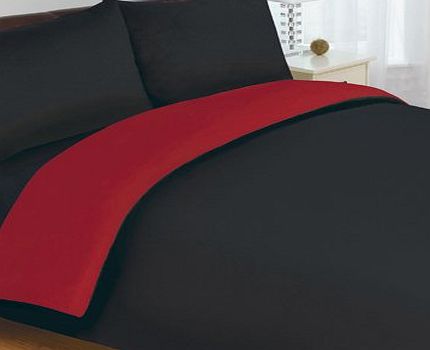 Linens Limited Plain Reversible Duvet Cover Set, Red/Black, Single
