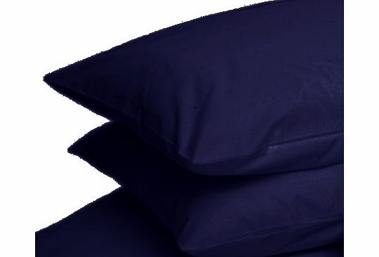 Linens Limited Polycotton Non Iron Percale 180 Thread Count Housewife Pillow Cases, Navy, Pair