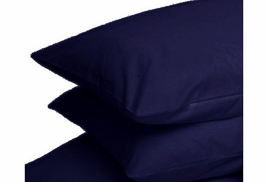 Linens Limited Polycotton Non Iron Percale 180 Thread Count Housewife Pillow Cases, Navy, Pair