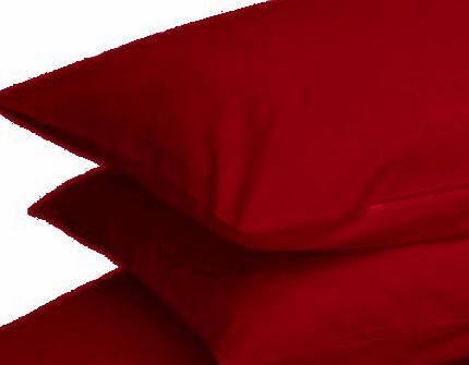 Linens Limited Polycotton Non Iron Percale 180 Thread Count Housewife Pillow Cases, Red, Pair