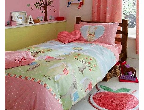Linenstowelsquilts Pony Single Girls Bed Duvet Cover Set Bedding Set