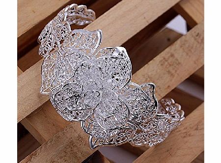 Lingstar TM) New Fashion Jewelry Classic Knot 925 New Gift Women Lady solid Silver Bracelet Bangle YDHZ59