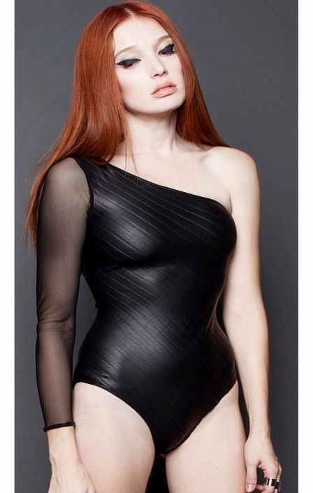 Asymmetrical Matte Foil Bodysuit 97538