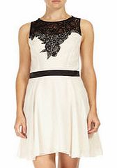 Lipsy Cream lace top skater dress